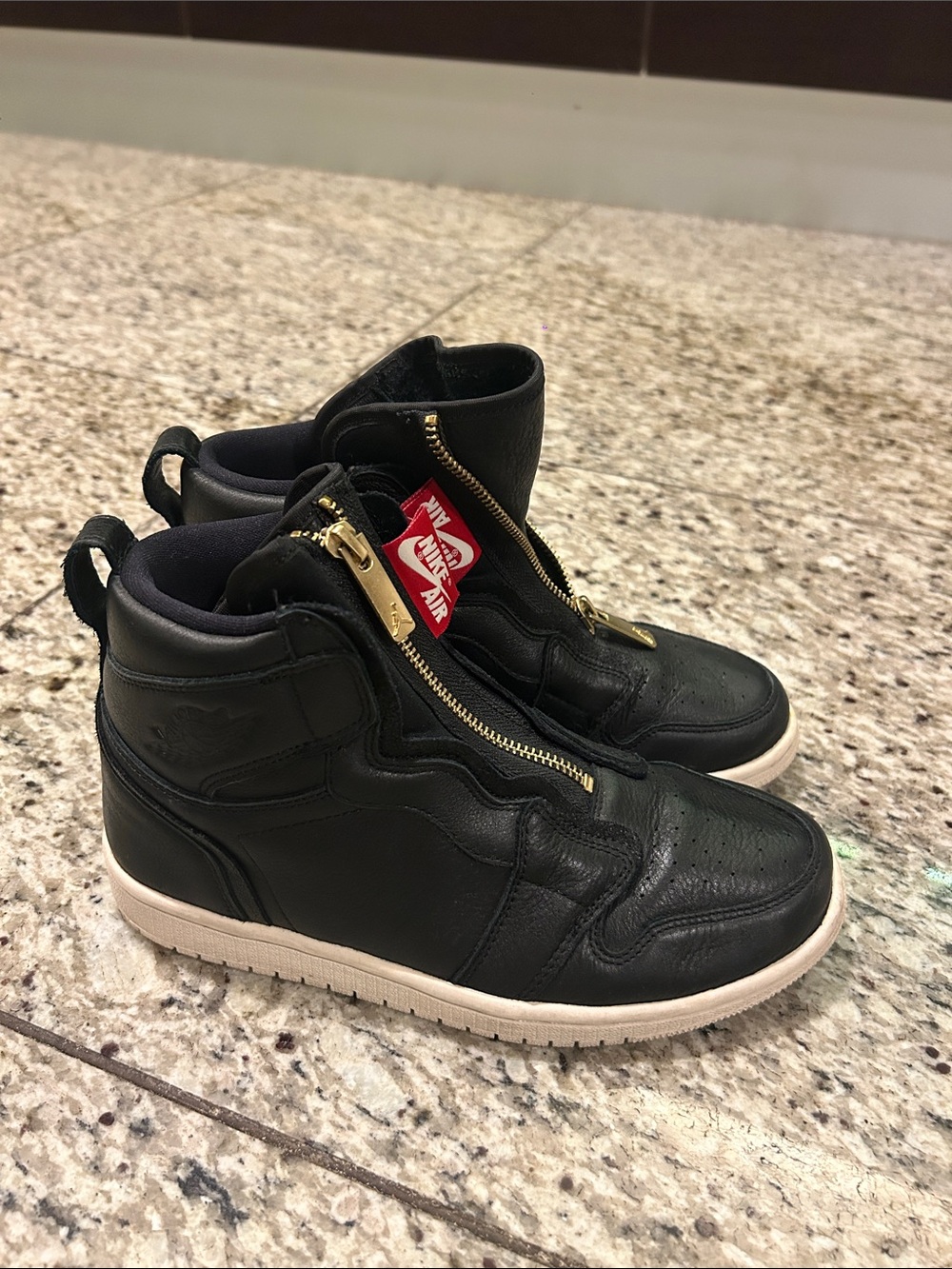 Nike Black High-Top Kids Sneakers with Gold Zipper